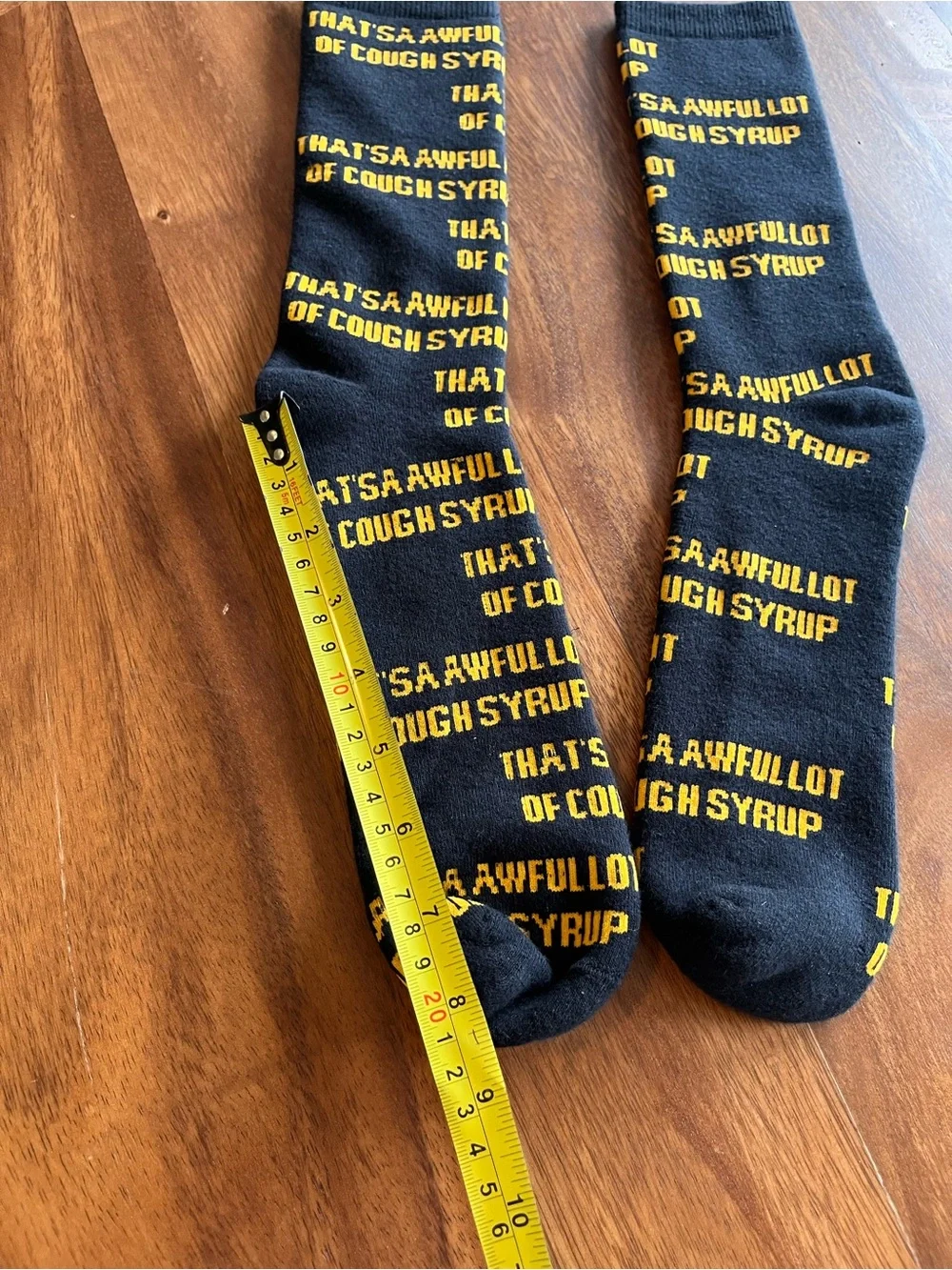 Black & Yellow awful lot of cough syrup Crew Socks - Men